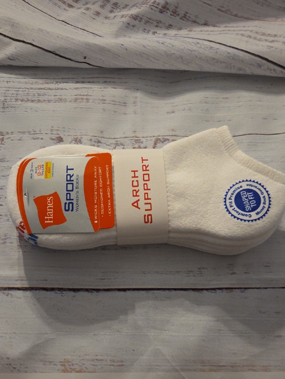 Hanes White Sport No-Show Arch Support Socks - 3 Pack